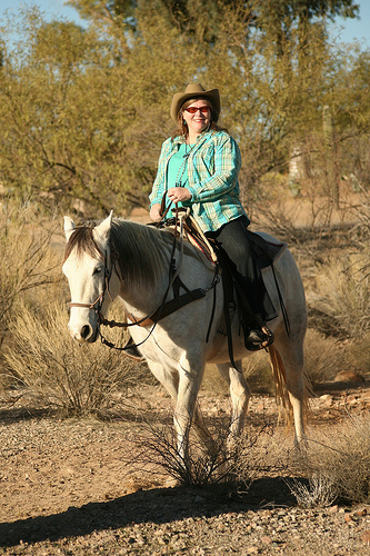 Travel Writer Nancy D. Brown heading out on a horseback riding vacation with Rancho de los Caballeros in Wickenburg, Arizona